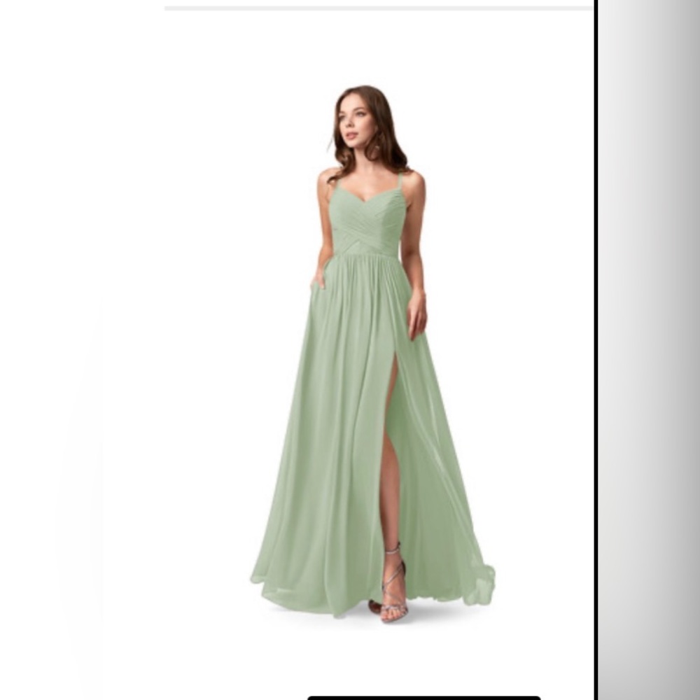 Azazie Leslie Dusty Sage Bridesmaid Dress